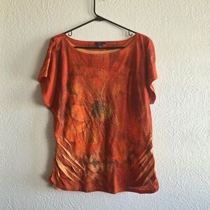 Westbound Orange Floral Short Sleeve Tee